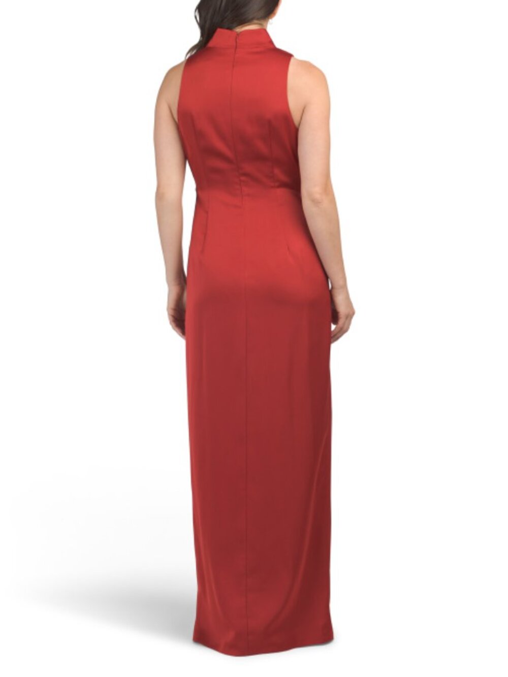 AIDAN MATTOX Sleeveless Satin Cascading Ruffle Gown - Picture 2 of 6